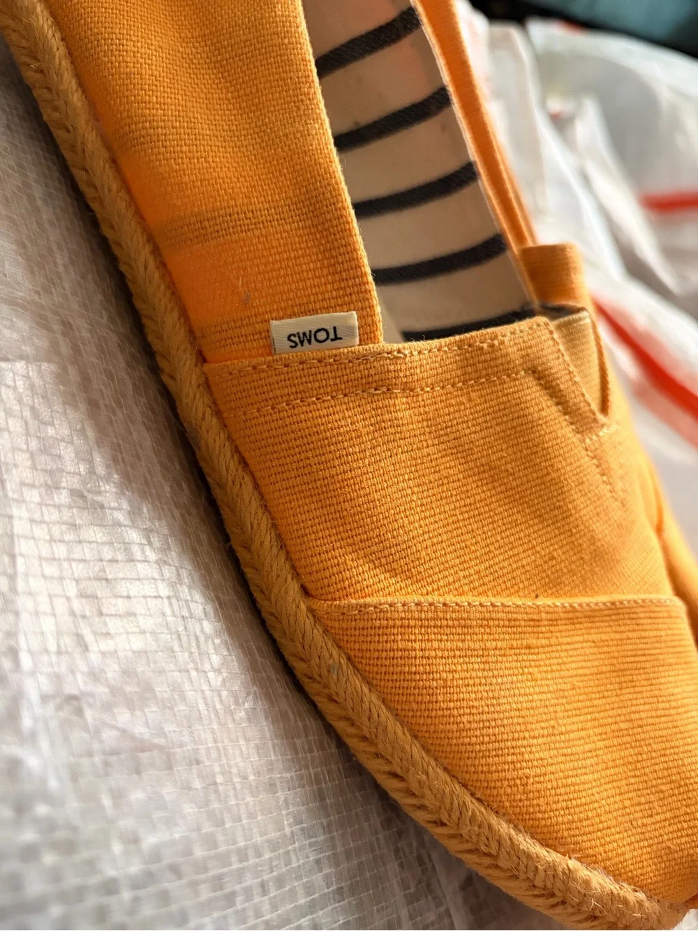 Toms Orange Canvas Espadrille Slip-Ons